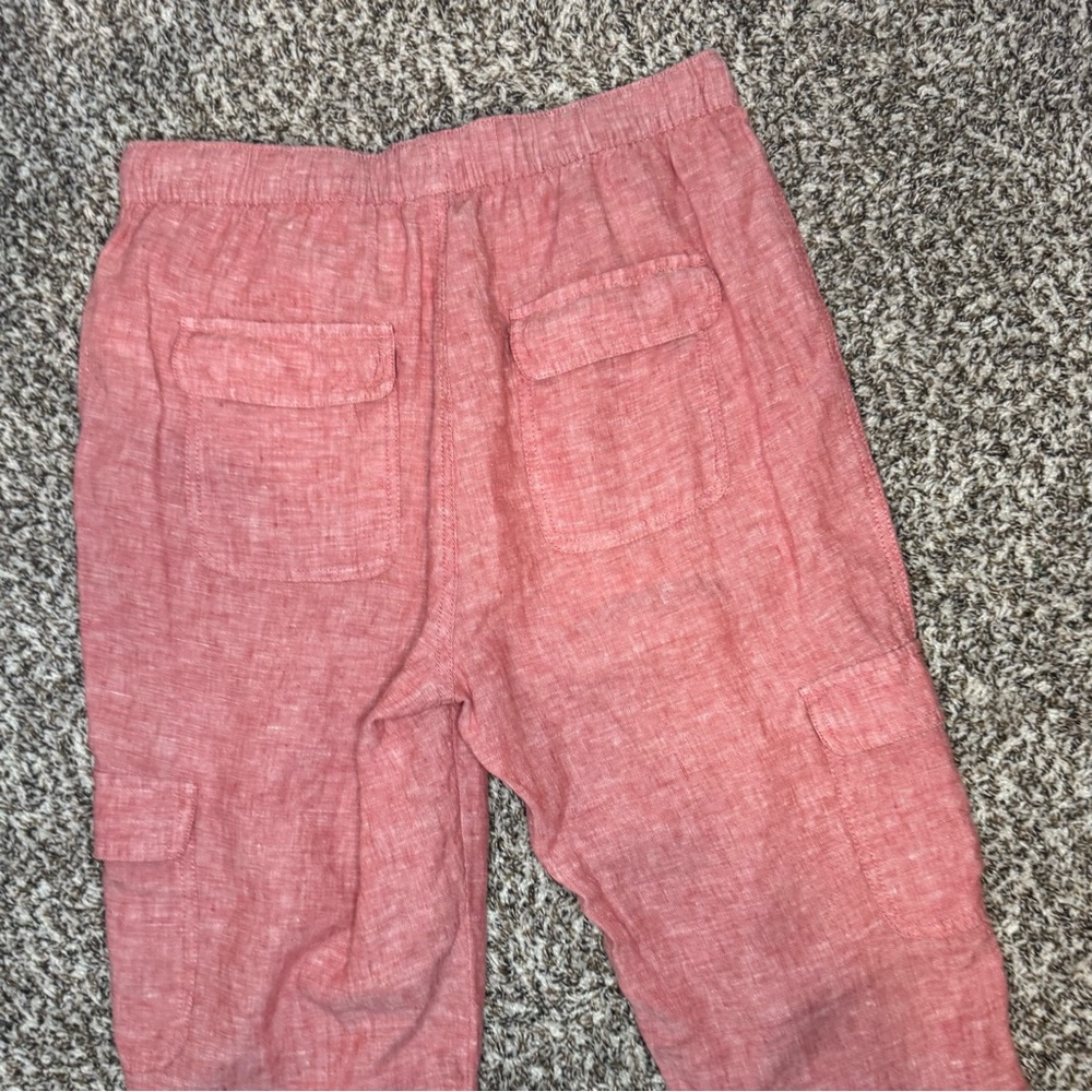 Nicole Miller New York 100% Linen Cargo Jogger Pants Pink Coral Size Medium - Picture 6 of 7